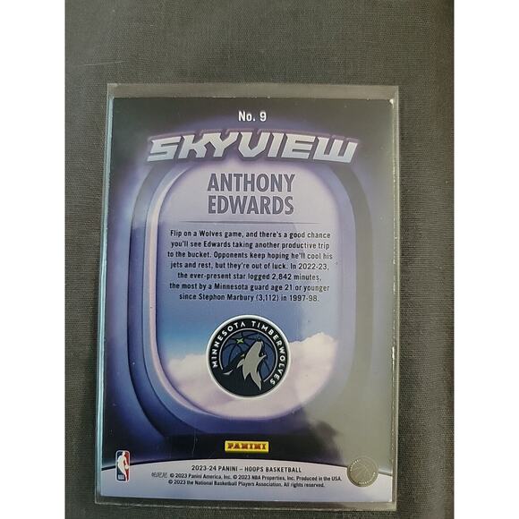 Anthony Edwards 2023-24 Panini Hoops #9 - Skyview Bronze - Timberwolves- NBA - Picture 2 of 2